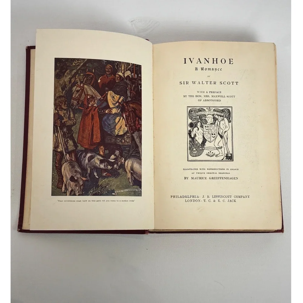 Antique Ivanhoe Sir Scott Maurice‎ Greiffenhagen Illustrated Lippincott 1916